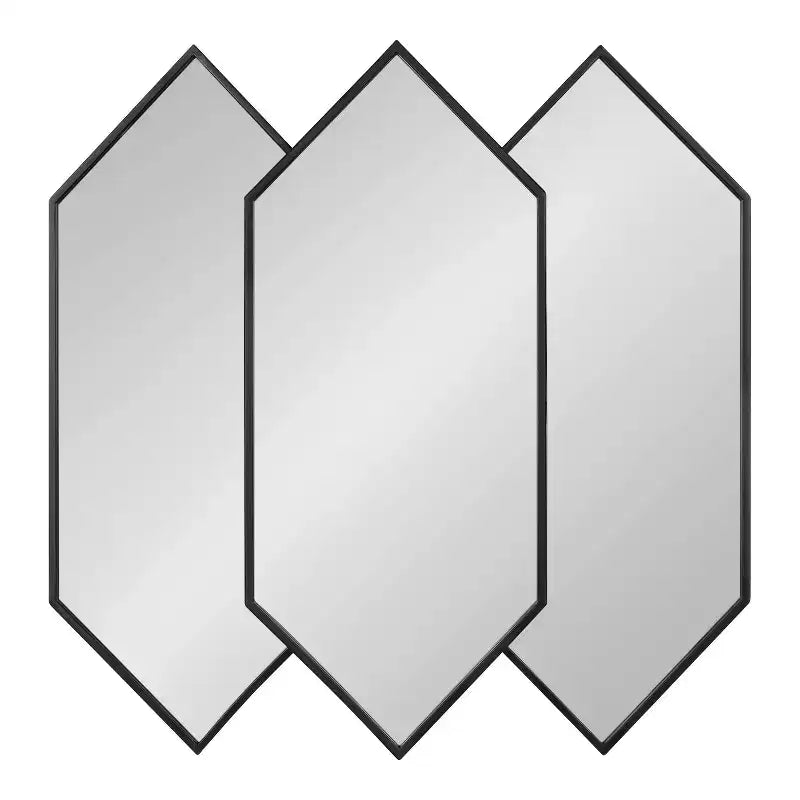 Miroir mural hexagonal encadré noir 28" x 27" - Design moderne, aucun assemblage requis