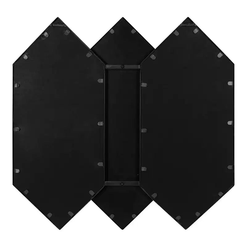 Miroir mural hexagonal encadré noir 28" x 27" - Design moderne, aucun assemblage requis