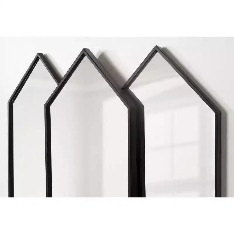 Miroir mural hexagonal encadré noir 28" x 27" - Design moderne, aucun assemblage requis