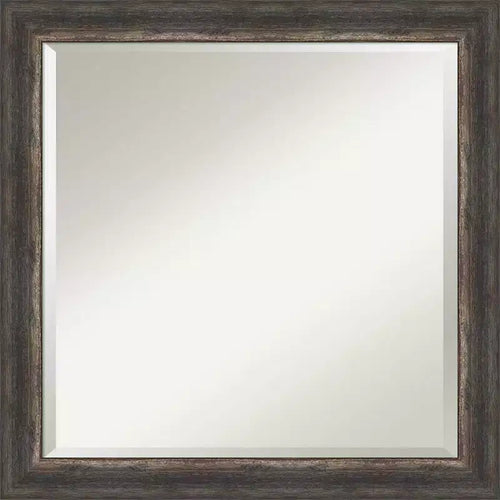 24" x 24" Bark Rustic Char Narrow Framed Wall Mirror Brown - Amanti Art: Beveled, Square, No Assembly Required