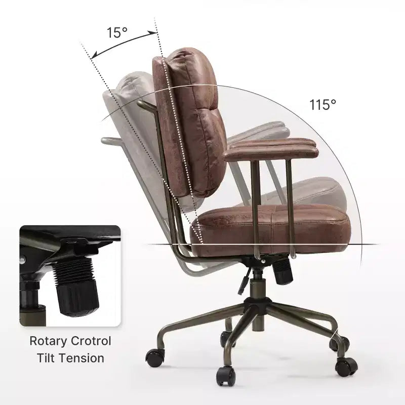 Chaise de bureau Becky en similicuir suédé