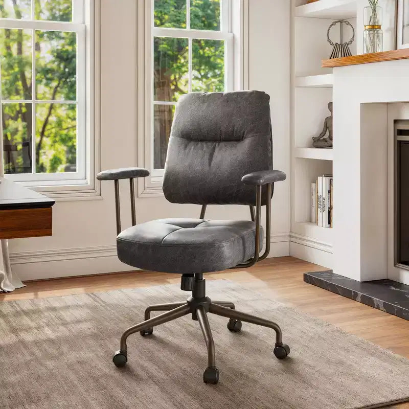 Chaise de bureau Becky en similicuir suédé