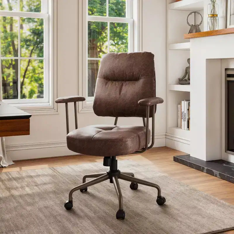 Chaise de bureau Becky en similicuir suédé