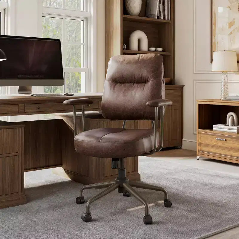 Chaise de bureau Becky en similicuir suédé