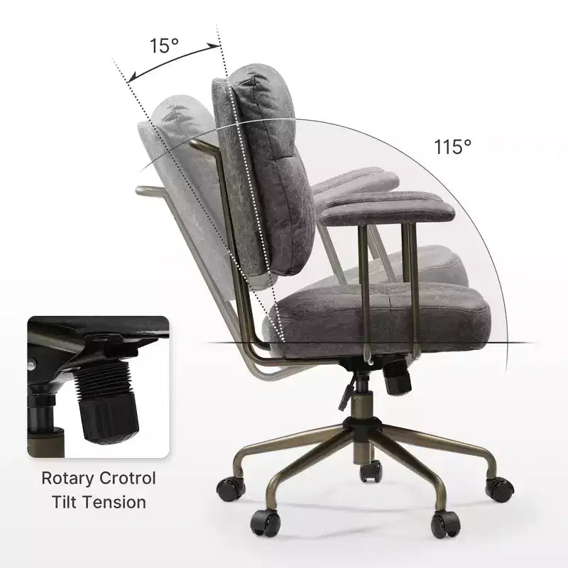 Chaise de bureau Becky en similicuir suédé