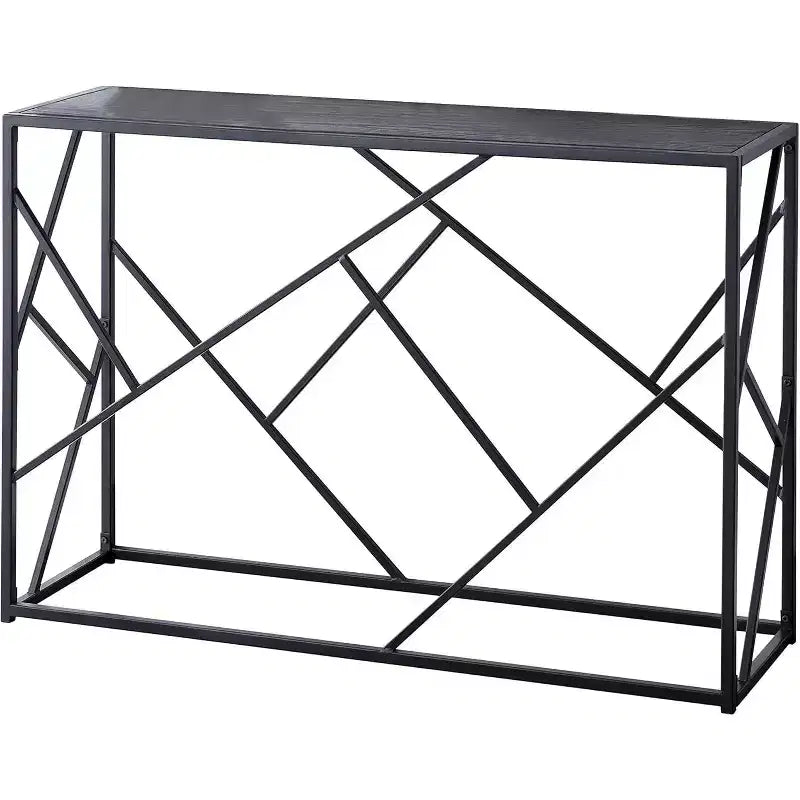 Console Table Macon moderne, cadre en métal noir et bois gris - Parfaite pour les entrées et les salons