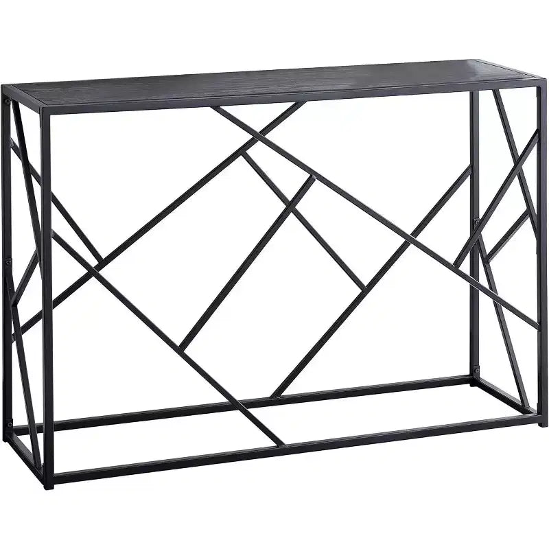 Console Table Macon moderne, cadre en métal noir et bois gris - Parfaite pour les entrées et les salons