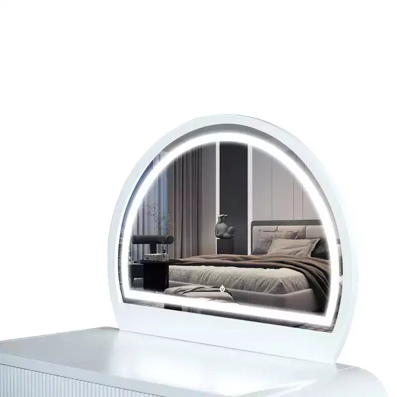 Table de toilette 40W, coiffeuse avec miroir lumineux à écran tactile et grand tiroir, blanche