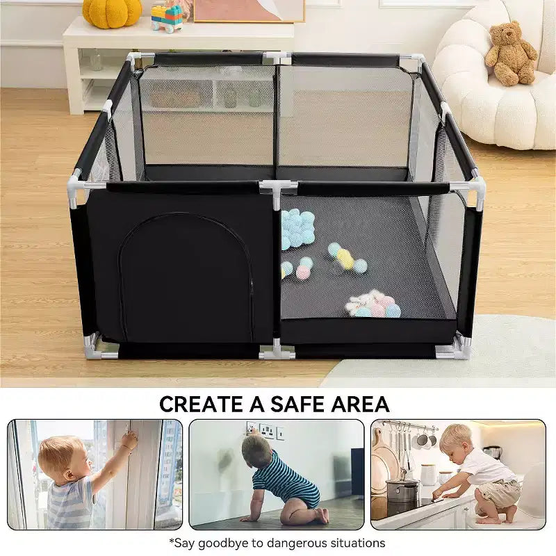 Parc Bébé 50x50 à 4 Panneaux - Aire de Jeu Portable Spacieuse et Sécurisée