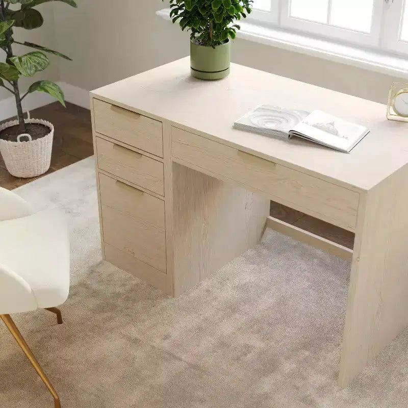 Bureau de télétravail modulaire Kayden avec un tiroir et caisson de classement à 3 tiroirs