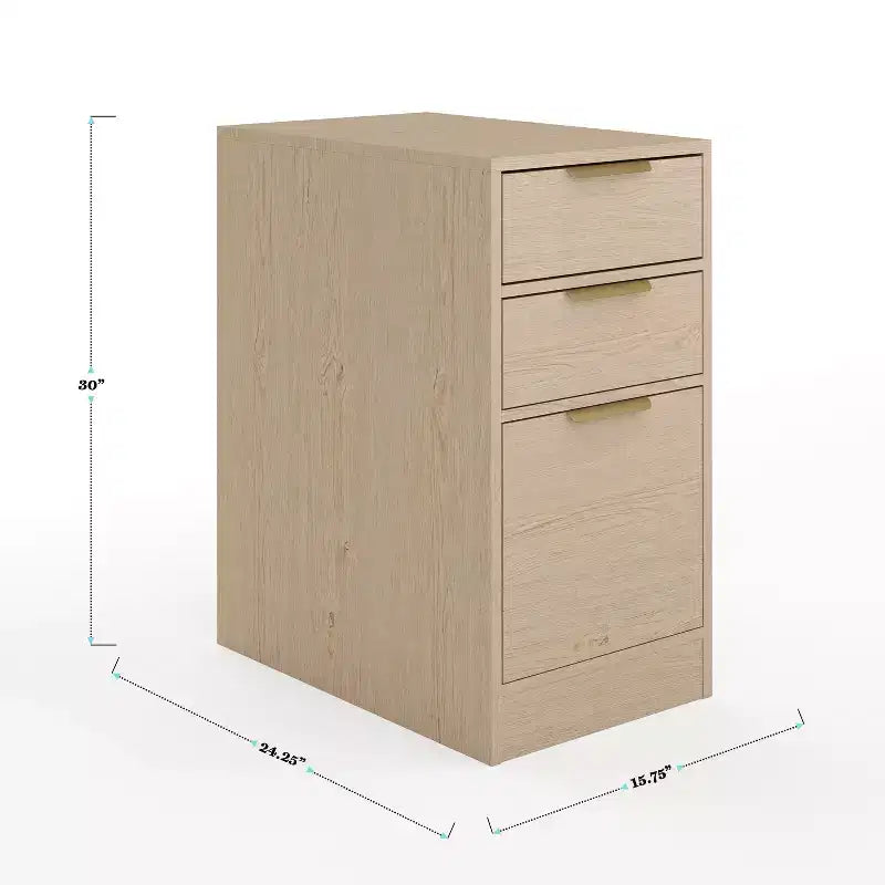 Bureau de télétravail modulaire Kayden avec un tiroir et caisson de classement à 3 tiroirs