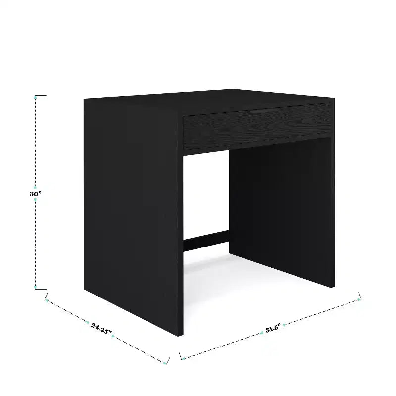 Bureau de télétravail modulaire Kayden avec un tiroir et caisson de classement à 3 tiroirs