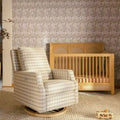 Fauteuil inclinable et pivotant Crewe – Vichy beige avec base en bois clair