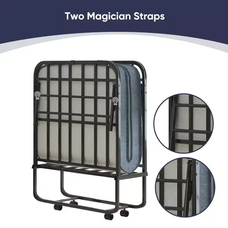 Lit pliant avec matelas de 12,7 cm, lit d'appoint portable pour camping, lit pliant rembourré doux avec roulettes, taille double