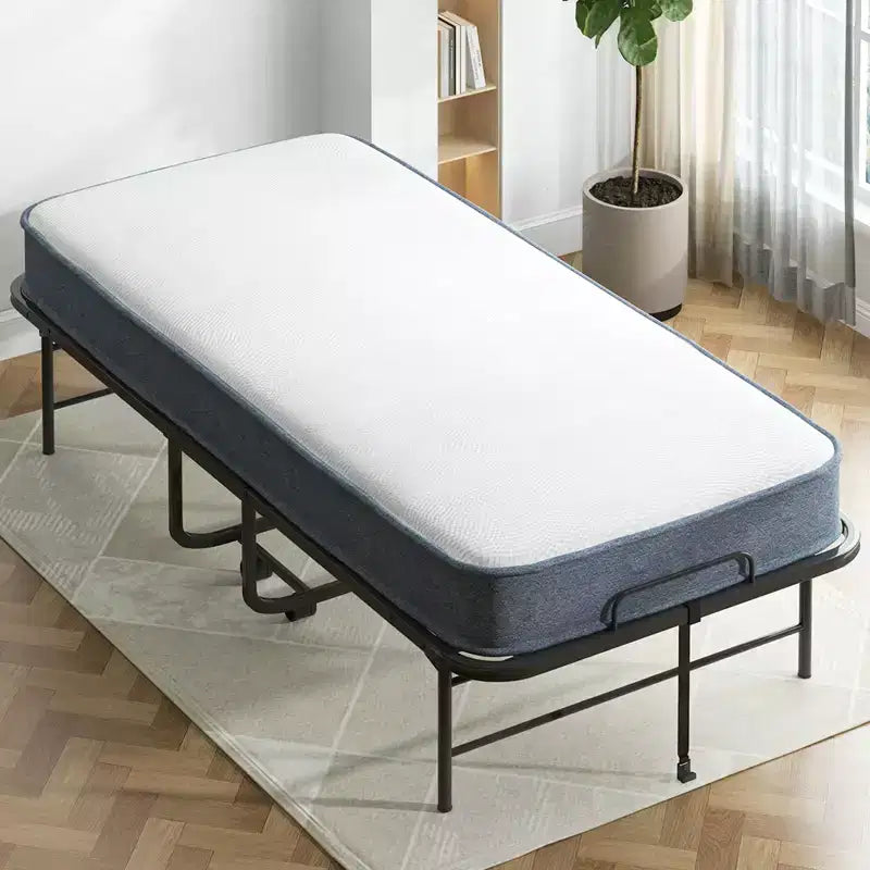 Lit pliant avec matelas de 12,7 cm, lit d'appoint portable pour camping, lit pliant rembourré doux avec roulettes, taille double