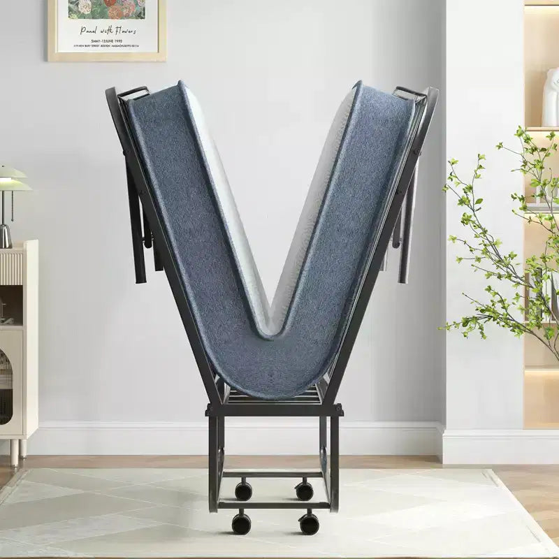 Lit pliant avec matelas de 12,7 cm, lit d'appoint portable pour camping, lit pliant rembourré doux avec roulettes, taille double