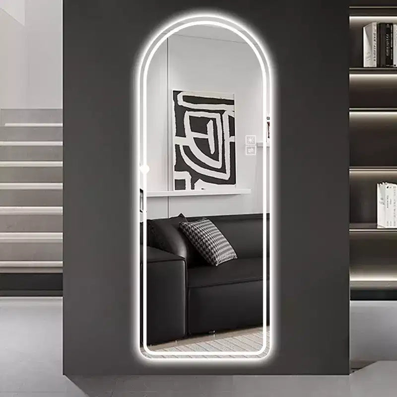 Miroir LED Moderne 65H Pleine Longueur Arqué avec Modes d'Éclairage Réglables