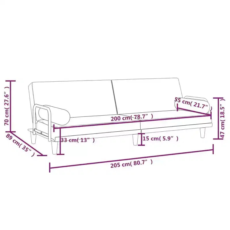 Canapé convertible avec accoudoirs - Canapé inclinable causeuse en tissu