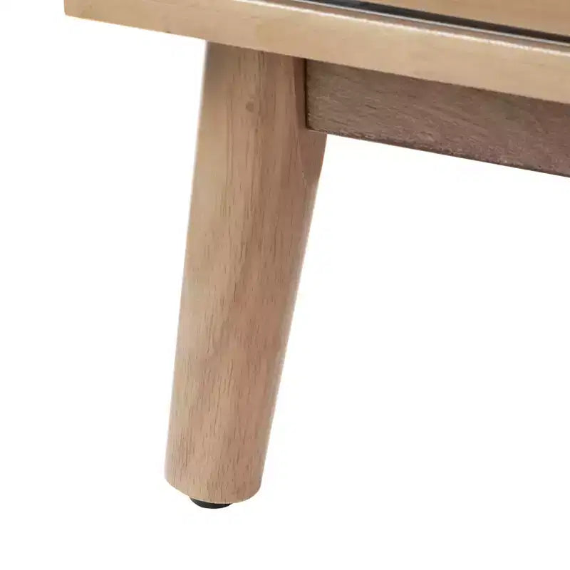 Buffet en rotin avec portes coulissantes Naturel - Bahut moderne du milieu du siècle, étagères réglables