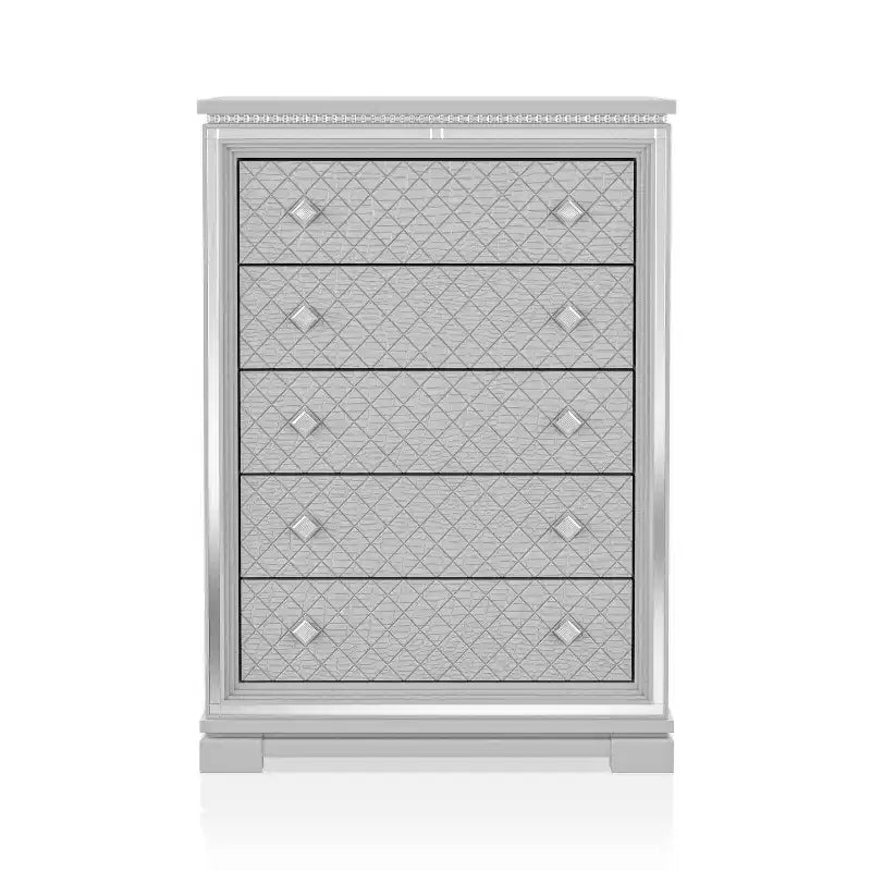 Commode 5 tiroirs Tenaya argentée