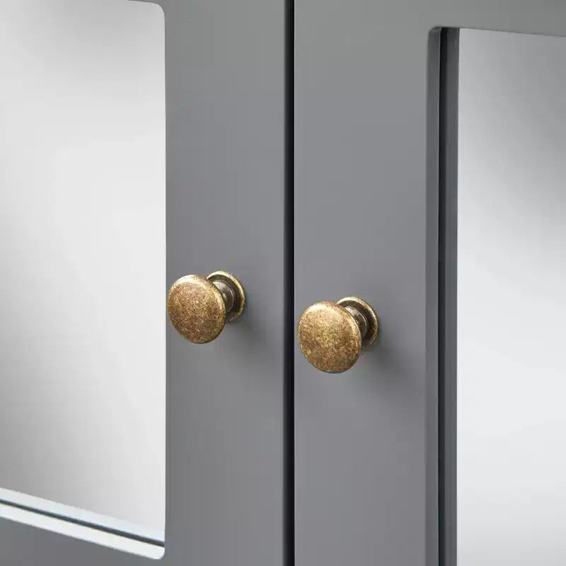 Armoire à porte miroir moderne gris anthracite - Style ferme moderne, poignées en laiton, étagère réglable