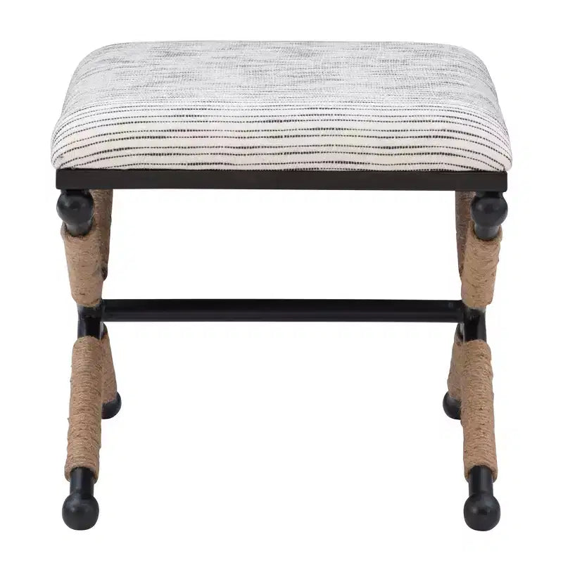 Tabouret d'appoint Campaign - Accents bohèmes en corde tressée, Assise rembourrée