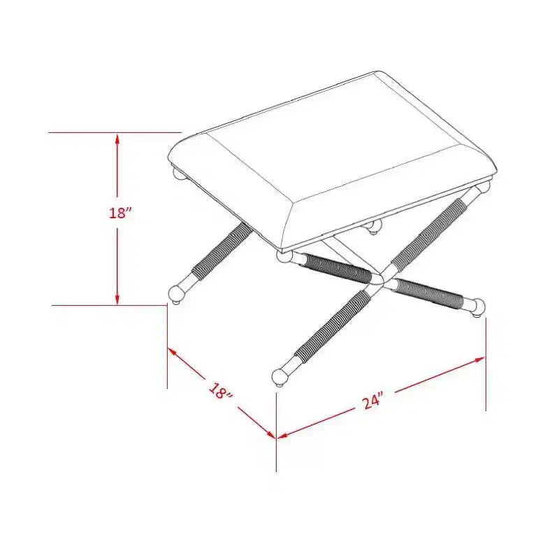Tabouret d'appoint Campaign - Accents bohèmes en corde tressée, Assise rembourrée
