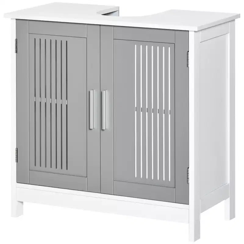 Meuble bas de lavabo moderne à 2 portes, meuble de salle de bain à poser sous lavabo avec étagère réglable