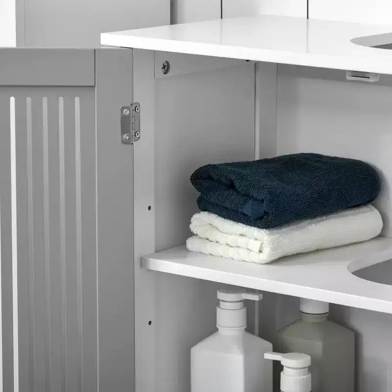 Meuble bas de lavabo moderne à 2 portes, meuble de salle de bain à poser sous lavabo avec étagère réglable