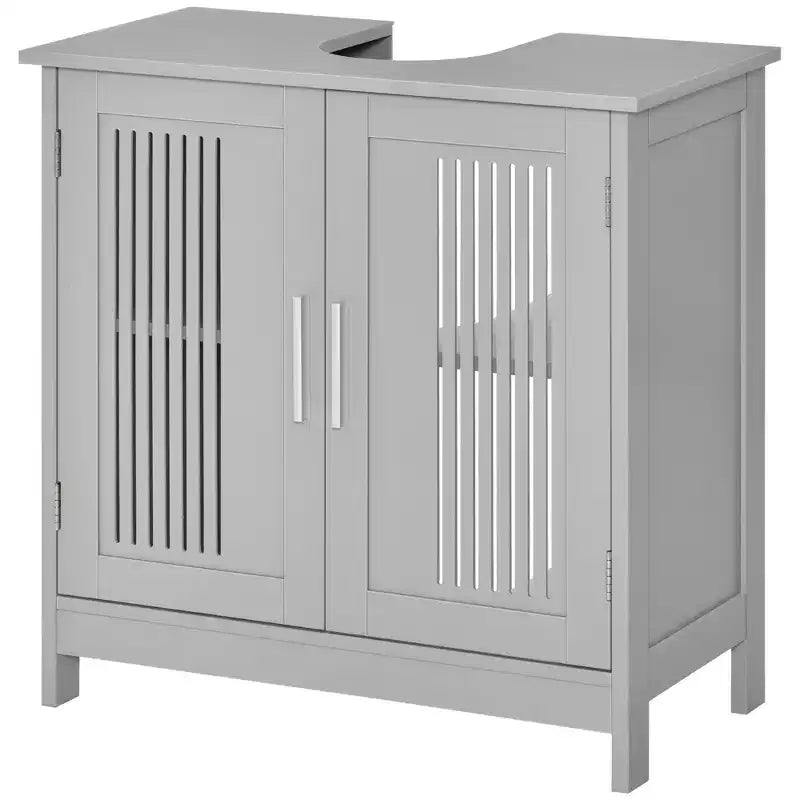 Meuble bas de lavabo moderne à 2 portes, meuble de salle de bain à poser sous lavabo avec étagère réglable