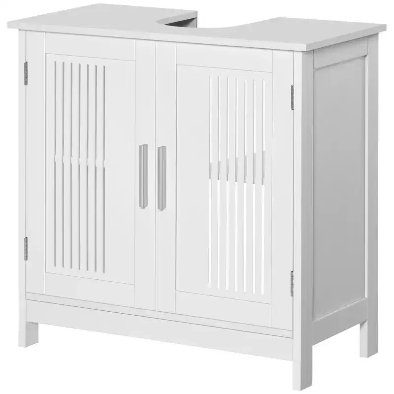 Meuble bas de lavabo moderne à 2 portes, meuble de salle de bain à poser sous lavabo avec étagère réglable