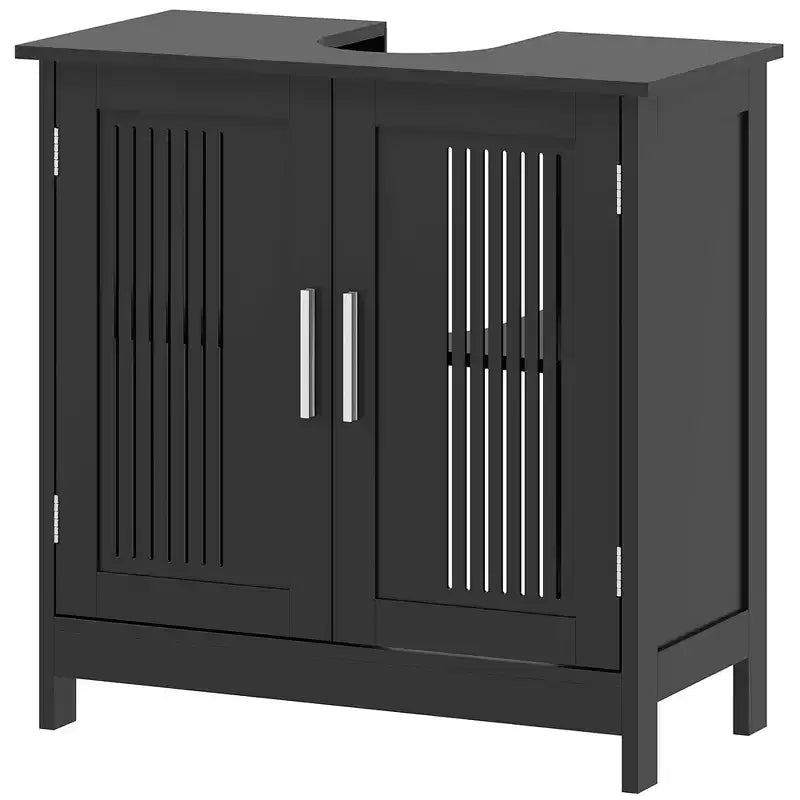 Meuble bas de lavabo moderne à 2 portes, meuble de salle de bain à poser sous lavabo avec étagère réglable