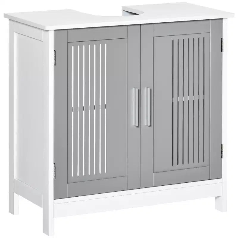 Meuble bas de lavabo moderne à 2 portes, meuble de salle de bain à poser sous lavabo avec étagère réglable