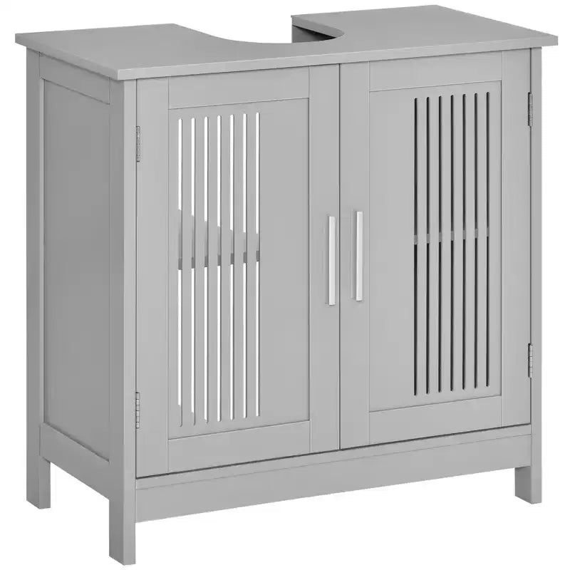 Meuble bas de lavabo moderne à 2 portes, meuble de salle de bain à poser sous lavabo avec étagère réglable