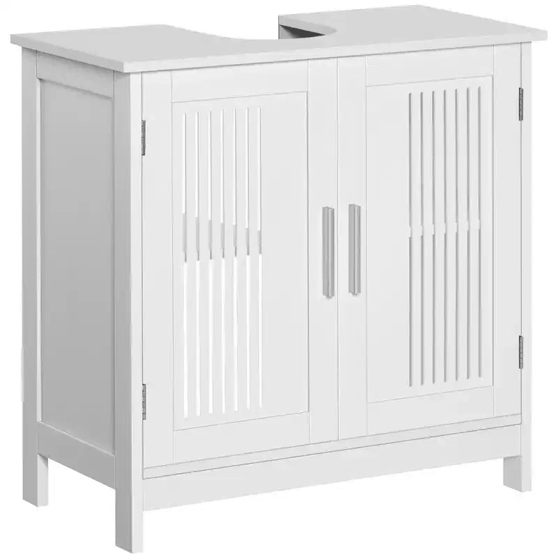 Meuble bas de lavabo moderne à 2 portes, meuble de salle de bain à poser sous lavabo avec étagère réglable