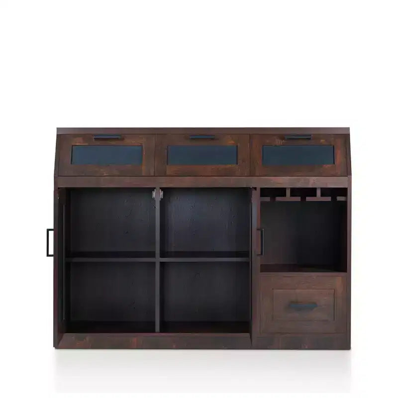 Buffet 4 tiroirs avec rangement pour le vin et porte-verres à pied