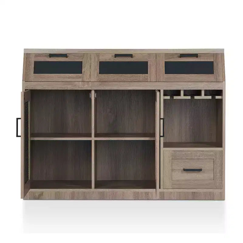 Buffet 4 tiroirs avec rangement pour le vin et porte-verres à pied
