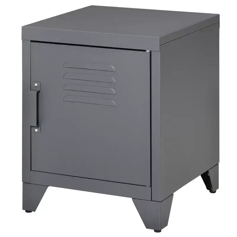 Table d'appoint industrielle, table d'appoint de salon avec porte style casier et étagère réglable