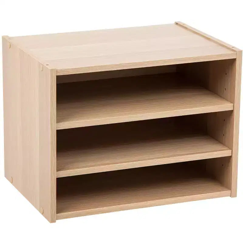 Boîte de rangement modulable en bois empilable avec étagère