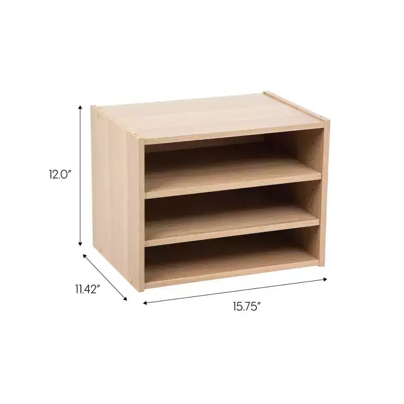 Boîte de rangement modulable en bois empilable avec étagère
