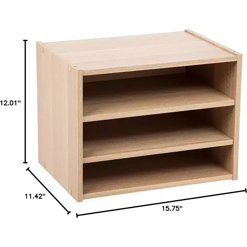 Boîte de rangement modulable en bois empilable avec étagère