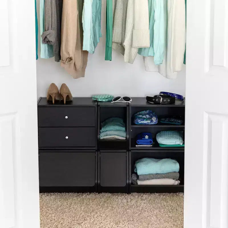 Boîte de rangement modulable en bois empilable avec étagère