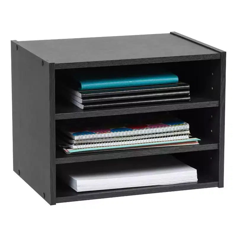 Boîte de rangement modulable en bois empilable avec étagère