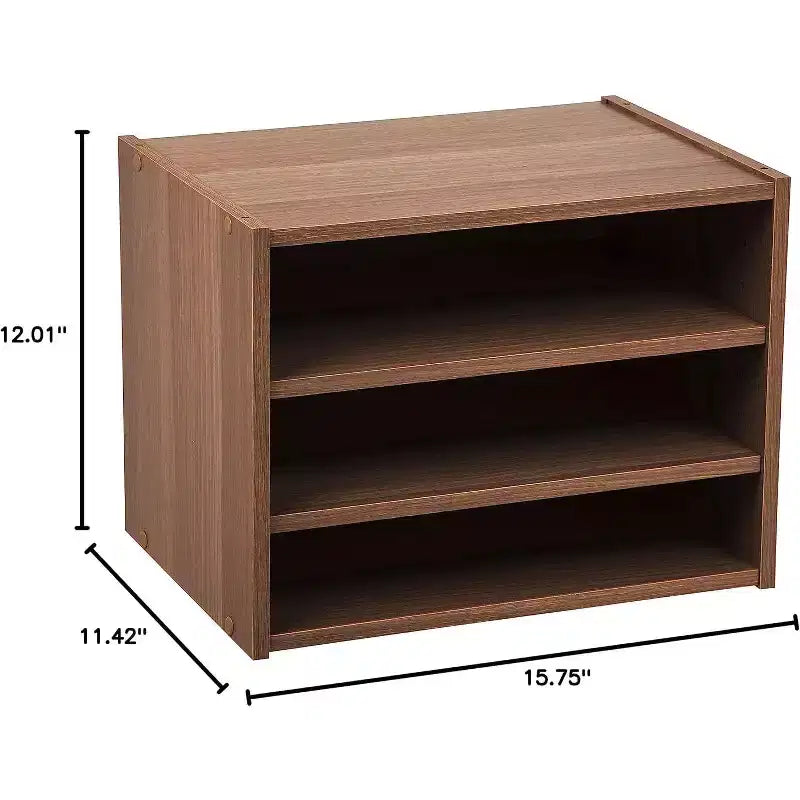 Boîte de rangement modulable en bois empilable avec étagère