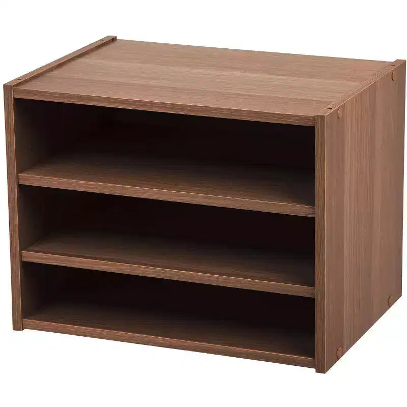 Boîte de rangement modulable en bois empilable avec étagère