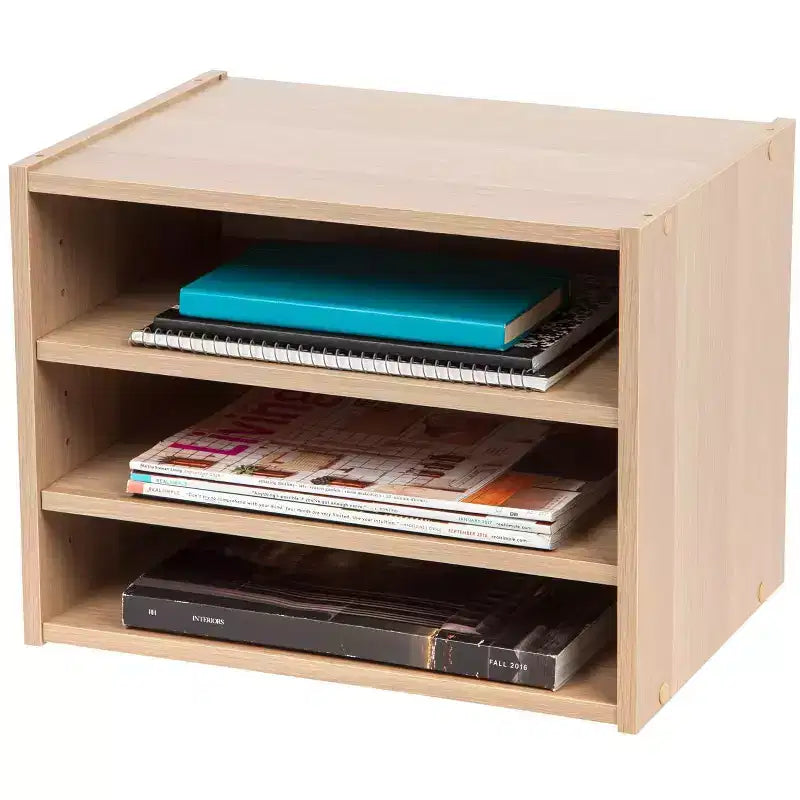 Boîte de rangement modulable en bois empilable avec étagère